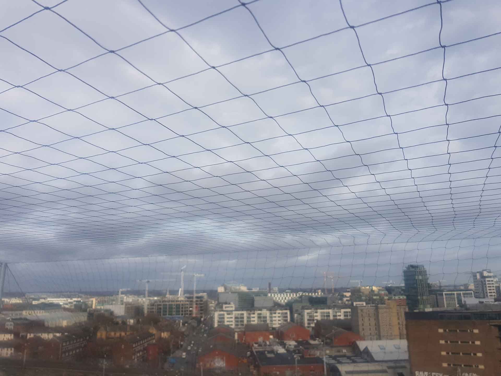 Bird netting installed outside